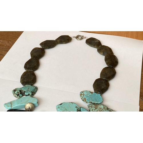 595 - Large Turquoise Free Form Stone Necklace