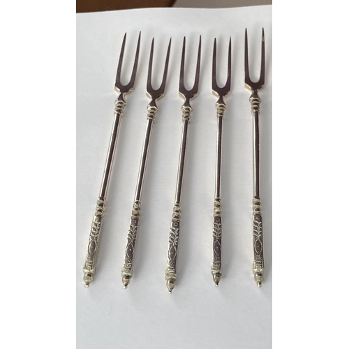 26 - Set of 9 Silver Forks for Appetizers