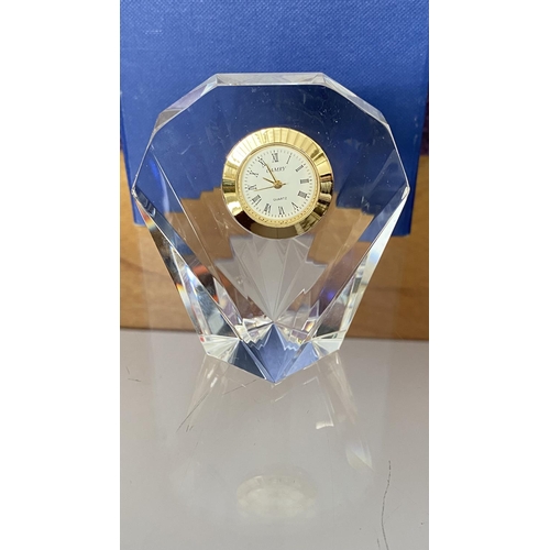 46 - Small Crystal Camry Quartz Table Clock in Box