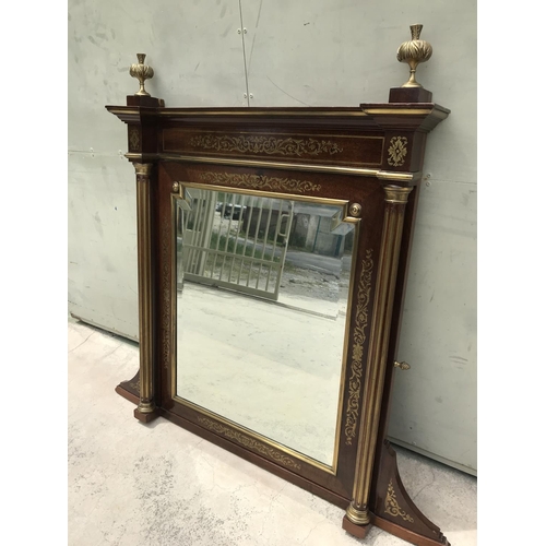 50 - Antique 19th Century Large French Beveled Boulle Inlaid Mirror (120 x 116cm - Some Signs of Ageing o... 