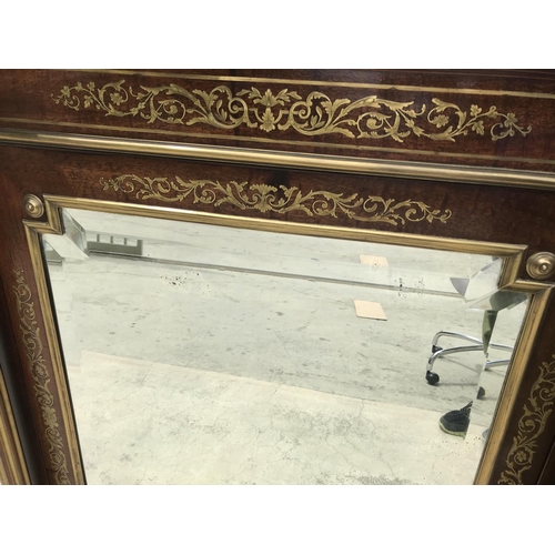 50 - Antique 19th Century Large French Beveled Boulle Inlaid Mirror (120 x 116cm - Some Signs of Ageing o... 