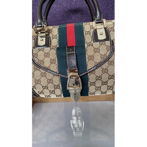 150 - Gucci Monogram Canvas Ladies Bag, Serial Number 113754/1669