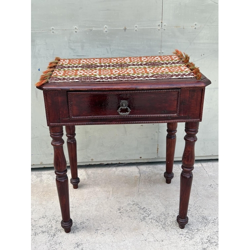 44 - Vintage Solid Wood Side/Telephone Table with Central Drawer and Decorative Trimmings (64 W. x 46 D. ... 