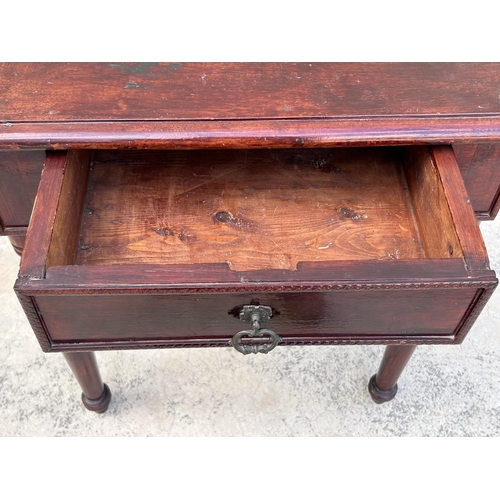 44 - Vintage Solid Wood Side/Telephone Table with Central Drawer and Decorative Trimmings (64 W. x 46 D. ... 