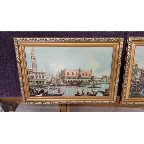 82 - x2 Vintage Pictures Featuring Venetian Scenes (36 x 25cm/each)