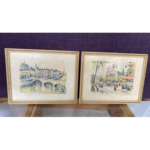 83 - x2 Vintage Framed Pictures Featuring Parisienne Scenes (35 x 28cm/each)