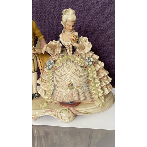 22 - Large Figurine of Rococo Couple Made in Germany, Signed and Numbered 20331 (27cm H.)