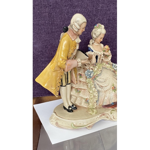 22 - Large Figurine of Rococo Couple Made in Germany, Signed and Numbered 20331 (27cm H.)