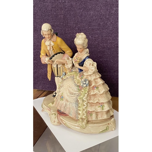 22 - Large Figurine of Rococo Couple Made in Germany, Signed and Numbered 20331 (27cm H.)