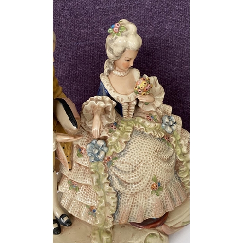 22 - Large Figurine of Rococo Couple Made in Germany, Signed and Numbered 20331 (27cm H.)