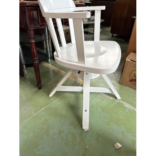 106 - Wooden Swivel Rotating Study Chair/ Office chair White