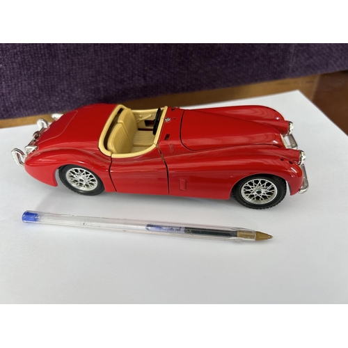 95 - x3 Vintage Toys, Burago Jaguar XK 120 1948 Model Car on Scale 1:24, Time Shock Game and Stereo-Rama ... 