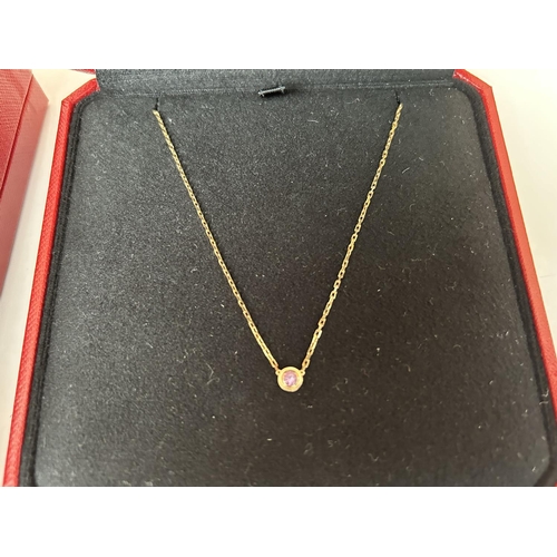 100 - Cartier D'Amour Rose, Gold, Pink Sapphire Necklace with (Sealed) Certificate