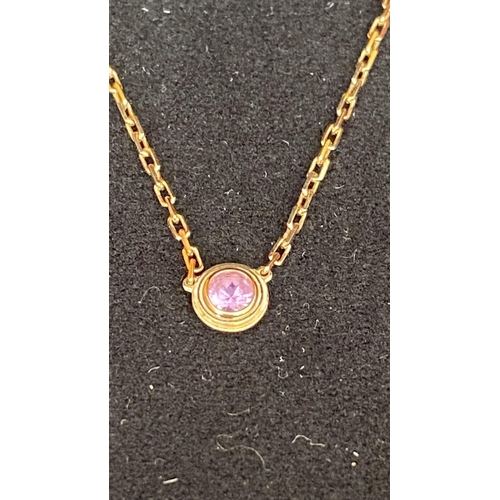 100 - Cartier D'Amour Rose, Gold, Pink Sapphire Necklace with (Sealed) Certificate