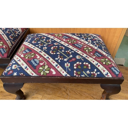 68 - x2 Wooden Foot Stools in Nice Needle Point Upholster