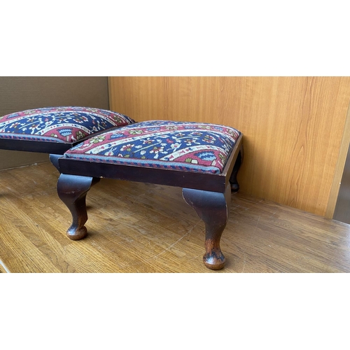 68 - x2 Wooden Foot Stools in Nice Needle Point Upholster