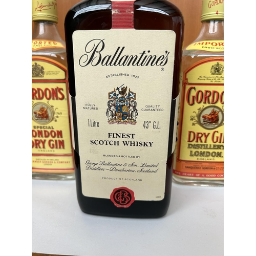 14 - Gordon's Dry Gin 75Cl (x2) and Ballantine's Finest Scotch Whisky 1L