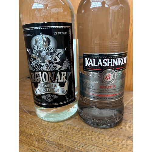 15 - x4 Bottles of Vodka, Smirnoff 40% 200Cl, Stolichnaya 1L, Russian Kalashnikov 0.7Cl and Legionary 1L