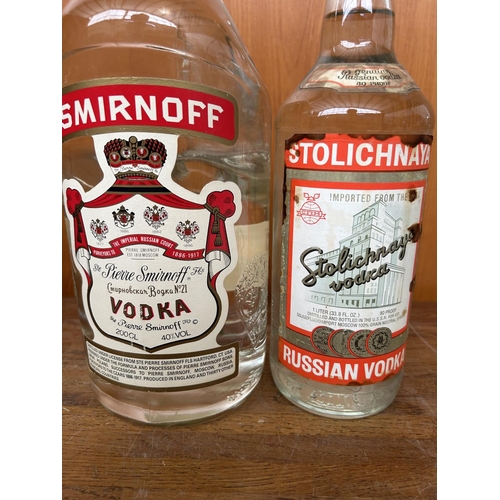 15 - x4 Bottles of Vodka, Smirnoff 40% 200Cl, Stolichnaya 1L, Russian Kalashnikov 0.7Cl and Legionary 1L