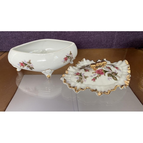 20 - Superb Vintage French Porcelain Deviled Egg Floral Platter/Tray and Other