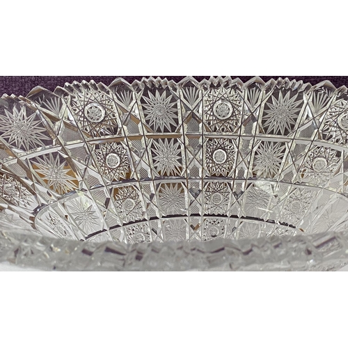 5 - Beautiful Bohemian Hand Cut Lead Crystal 24% Oval Center Piece Bowl (31cm L., 12cm H.)