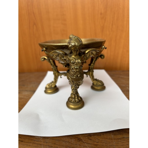 87 - Antique 19th Century Brass Center Piece with Cherubs