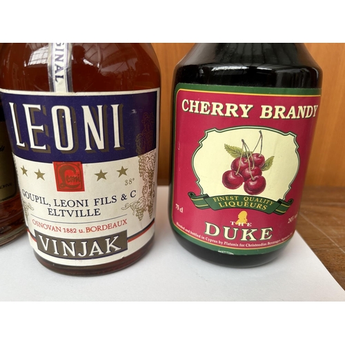 97 - Bordeaux France Leoni Cognac, Cyprus Botrys V.S.O.P. Brandy and The Duke Cherry Brandy