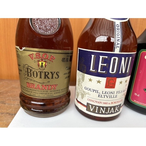 97 - Bordeaux France Leoni Cognac, Cyprus Botrys V.S.O.P. Brandy and The Duke Cherry Brandy