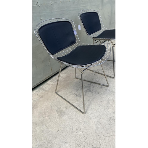 33 - Bertoia Wire Collection Side Chairs with Double Cushions ( Leather Seat Pad )