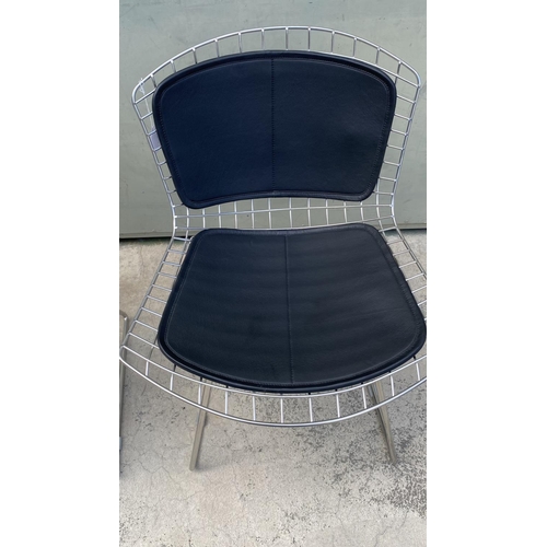 33 - Bertoia Wire Collection Side Chairs with Double Cushions ( Leather Seat Pad )