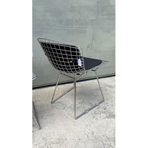 33 - Bertoia Wire Collection Side Chairs with Double Cushions ( Leather Seat Pad )