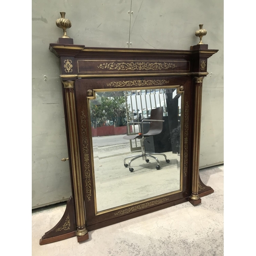 94 - Antique 19th Century Large French Beveled Boulle Inlaid Mirror (120 x 116cm - Some Signs of Ageing o... 