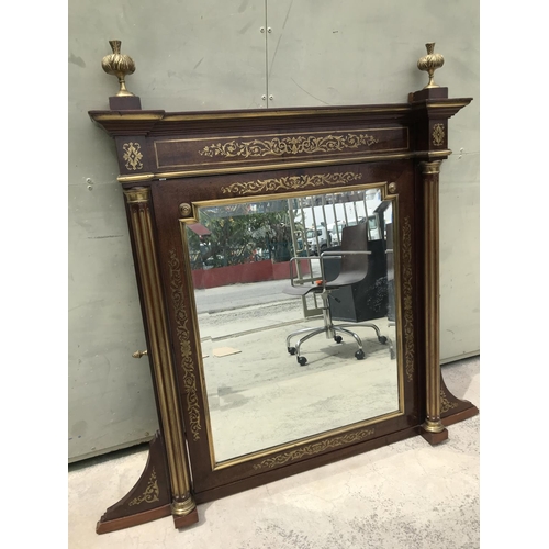 94 - Antique 19th Century Large French Beveled Boulle Inlaid Mirror (120 x 116cm - Some Signs of Ageing o... 