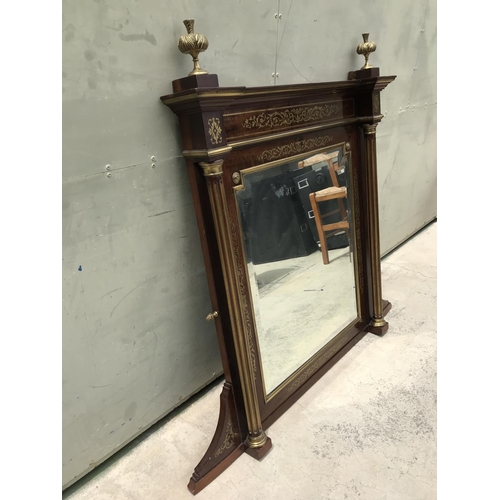 94 - Antique 19th Century Large French Beveled Boulle Inlaid Mirror (120 x 116cm - Some Signs of Ageing o... 