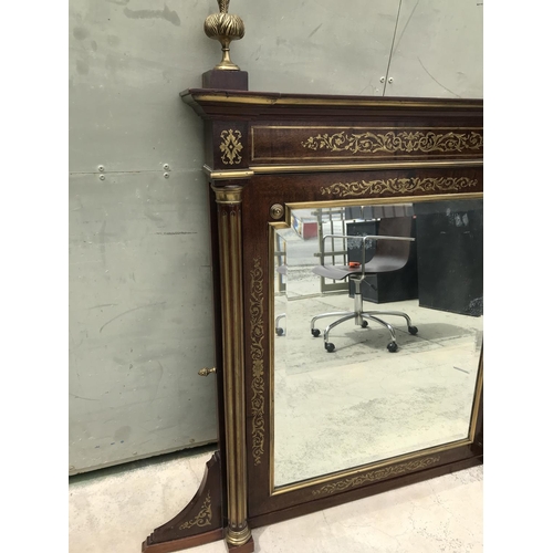 94 - Antique 19th Century Large French Beveled Boulle Inlaid Mirror (120 x 116cm - Some Signs of Ageing o... 