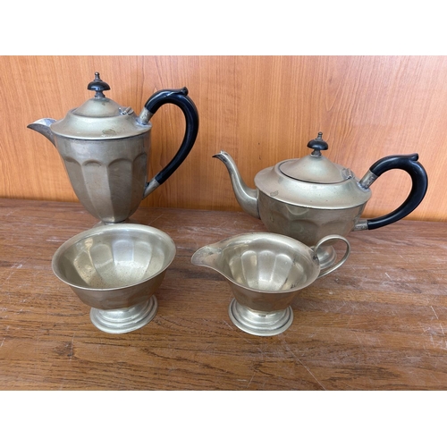 590 - Noble Antique Sheffield Silver Plated 4-Piece Tea Set