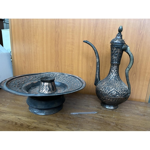 599 - Large Antique Bronze Censer and Jug