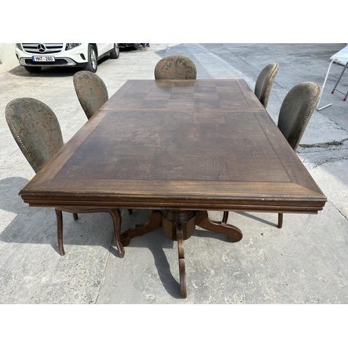 604 - Vintage Solid Dark Wood Dining Table with 5 Matching Chairs (A/F)