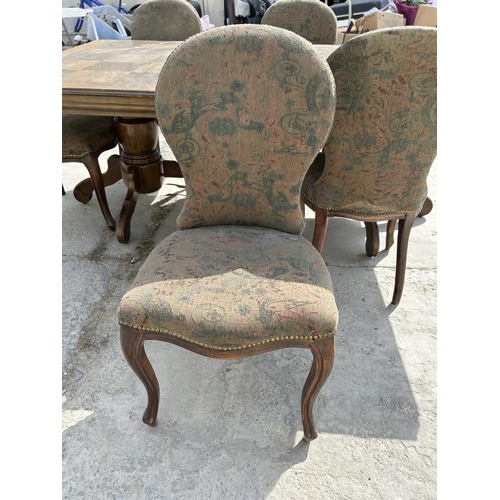 604 - Vintage Solid Dark Wood Dining Table with 5 Matching Chairs (A/F)