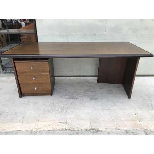 609 - Large Wooden Office Desk with 3 Drawers (180 W. x 80 D. x 73cm H.)