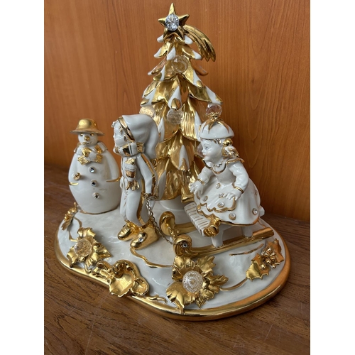 610 - Italian Capo Di Monte Christmas Ornament with Swarovski Crystals