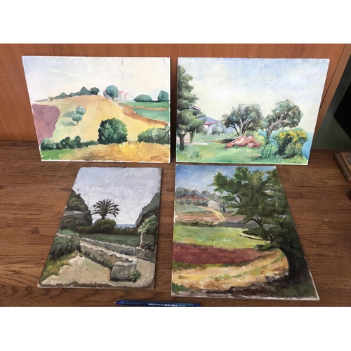 40F - x4 Vintage Oil on Board Paintings