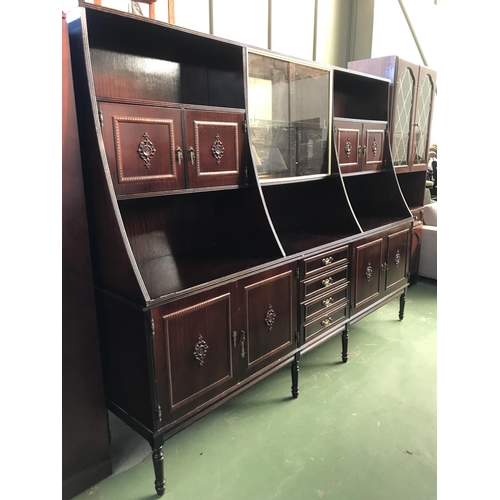 617 - Large Vintage Mahogany Buffet Unit/Display Cabinet (240 W. x 53 D. x 187cm H.)