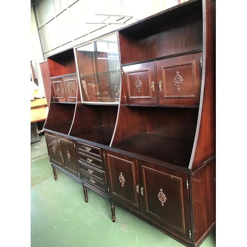 617 - Large Vintage Mahogany Buffet Unit/Display Cabinet (240 W. x 53 D. x 187cm H.)