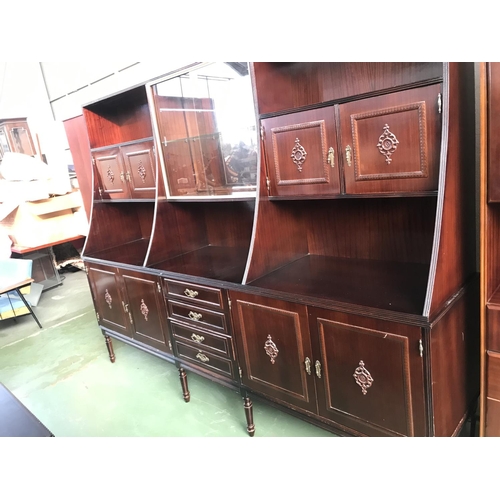 617 - Large Vintage Mahogany Buffet Unit/Display Cabinet (240 W. x 53 D. x 187cm H.)