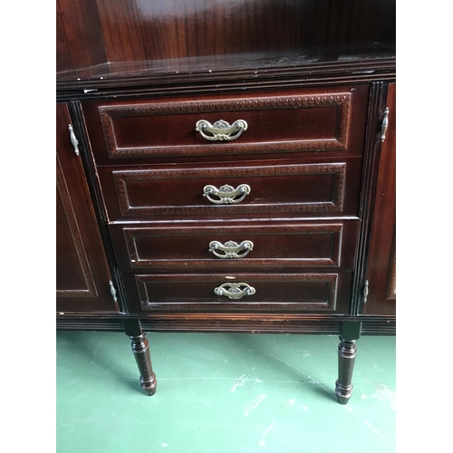 617 - Large Vintage Mahogany Buffet Unit/Display Cabinet (240 W. x 53 D. x 187cm H.)