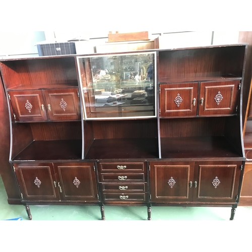 617 - Large Vintage Mahogany Buffet Unit/Display Cabinet (240 W. x 53 D. x 187cm H.)