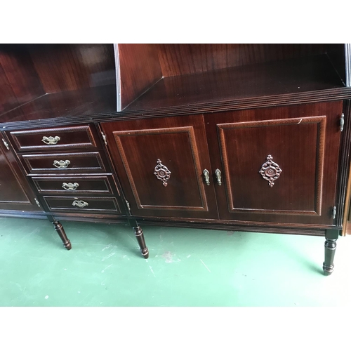 617 - Large Vintage Mahogany Buffet Unit/Display Cabinet (240 W. x 53 D. x 187cm H.)