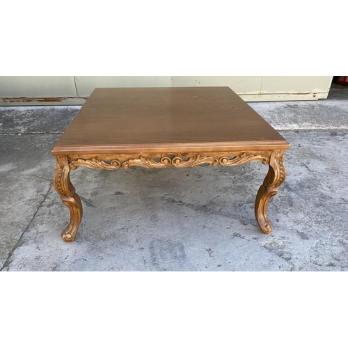 630 - Large Classic French Style Square Center Coffee Table with Carvings (100 W. x 100 d. x 52cm H.)