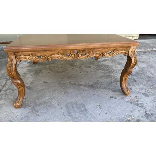 630 - Large Classic French Style Square Center Coffee Table with Carvings (100 W. x 100 d. x 52cm H.)